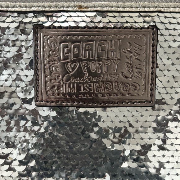 Coach Silver Sequin Crossbody Bag poppy - Picture 2 of 5